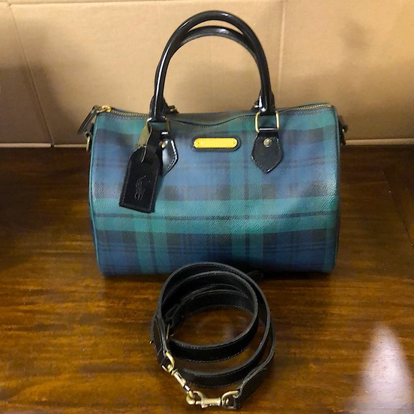 K RALPH LAUREN Black Watch Plaid Speedy Boston Overnight Travel Bag 30cm - Picture 17 of 17